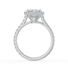 The Gemma Ring - Emerald Orbital Halo Cathedral with Pavé Band