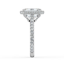 The Gemma Ring - Emerald Orbital Halo Cathedral with Pavé Band
