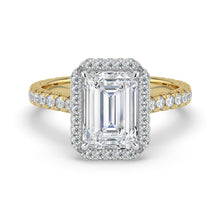 The Gemma Ring - Emerald Orbital Halo Cathedral with Pavé Band