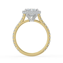 The Gemma Ring - Emerald Orbital Halo Cathedral with Pavé Band