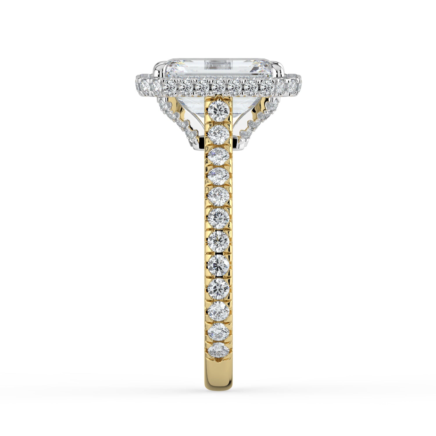 The Gemma Ring - Emerald Orbital Halo Cathedral with Pavé Band