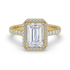 The Gemma Ring - Emerald Orbital Halo Cathedral with Pavé Band