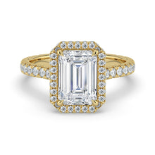 The Gemma Ring - Emerald Orbital Halo Cathedral with Pavé Band