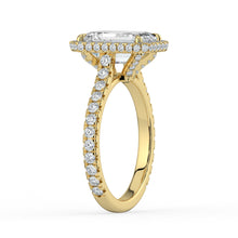 The Gemma Ring - Emerald Orbital Halo Cathedral with Pavé Band