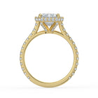 The Gemma Ring - Emerald Orbital Halo Cathedral with Pavé Band