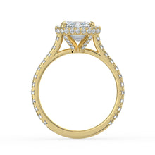 The Gemma Ring - Emerald Orbital Halo Cathedral with Pavé Band