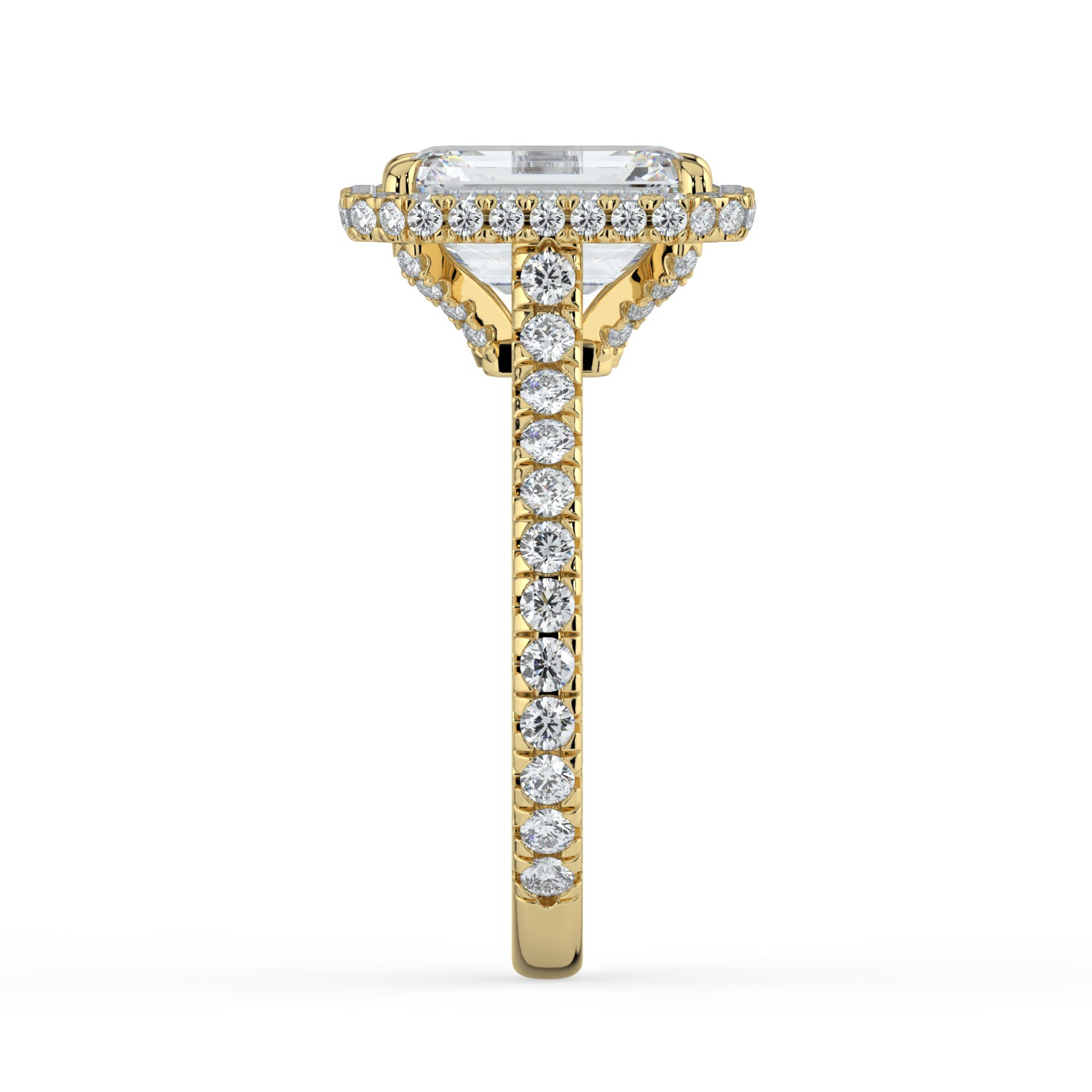 The Gemma Ring - Emerald Orbital Halo Cathedral with Pavé Band