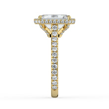 The Gemma Ring - Emerald Orbital Halo Cathedral with Pavé Band