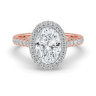 The Gemma Ring - Oval Orbital Halo Cathedral with Pavé Band