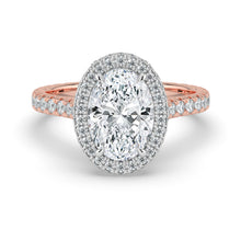 The Gemma Ring - Oval Orbital Halo Cathedral with Pavé Band