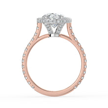 The Gemma Ring - Oval Orbital Halo Cathedral with Pavé Band