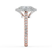 The Gemma Ring — Oval Orbital Halo Cathedral with Pavé Band Lab-Grown Diamond Engagement Ring in Two-Tone Rose and White Gold | The Jewel Concierge