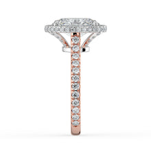 The Gemma Ring - Oval Orbital Halo Cathedral with Pavé Band