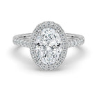 The Gemma Ring - Oval Orbital Halo Cathedral with Pavé Band