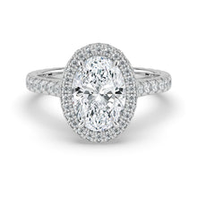 The Gemma Ring - Oval Orbital Halo Cathedral with Pavé Band