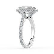 The Gemma Ring — Oval Orbital Halo Cathedral with Pavé Band Lab-Grown Diamond Engagement Ring in White Gold | The Jewel Concierge