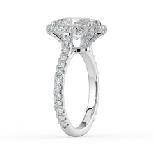 The Gemma Ring - Oval Orbital Halo Cathedral with Pavé Band