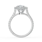 The Gemma Ring - Oval Orbital Halo Cathedral with Pavé Band