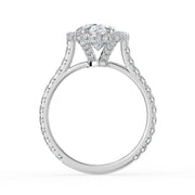 The Gemma Ring — Oval Orbital Halo Cathedral with Pavé Band Lab-Grown Diamond Engagement Ring in White Gold | The Jewel Concierge