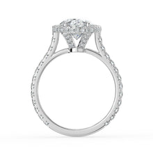 The Gemma Ring - Oval Orbital Halo Cathedral with Pavé Band