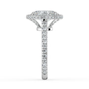 The Gemma Ring — Oval Orbital Halo Cathedral with Pavé Band Lab-Grown Diamond Engagement Ring in White Gold | The Jewel Concierge