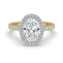 The Gemma Ring - Oval Orbital Halo Cathedral with Pavé Band