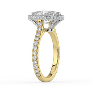 The Gemma Ring — Oval Orbital Halo Cathedral with Pavé Band Lab-Grown Diamond Engagement Ring in Two-Tone Yellow and White Gold | The Jewel Concierge