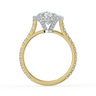 The Gemma Ring - Oval Orbital Halo Cathedral with Pavé Band