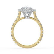 The Gemma Ring — Oval Orbital Halo Cathedral with Pavé Band Lab-Grown Diamond Engagement Ring in Two-Tone Yellow and White Gold | The Jewel Concierge