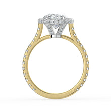The Gemma Ring - Oval Orbital Halo Cathedral with Pavé Band