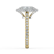 The Gemma Ring — Oval Orbital Halo Cathedral with Pavé Band Lab-Grown Diamond Engagement Ring in Two-Tone Yellow and White Gold | The Jewel Concierge