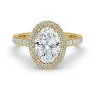 The Gemma Ring - Oval Orbital Halo Cathedral with Pavé Band