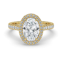 The Gemma Ring - Oval Orbital Halo Cathedral with Pavé Band