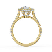 The Gemma Ring — Oval Orbital Halo Cathedral with Pavé Band Lab-Grown Diamond Engagement Ring in Yellow Gold | The Jewel Concierge