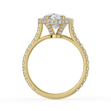 The Gemma Ring - Oval Orbital Halo Cathedral with Pavé Band