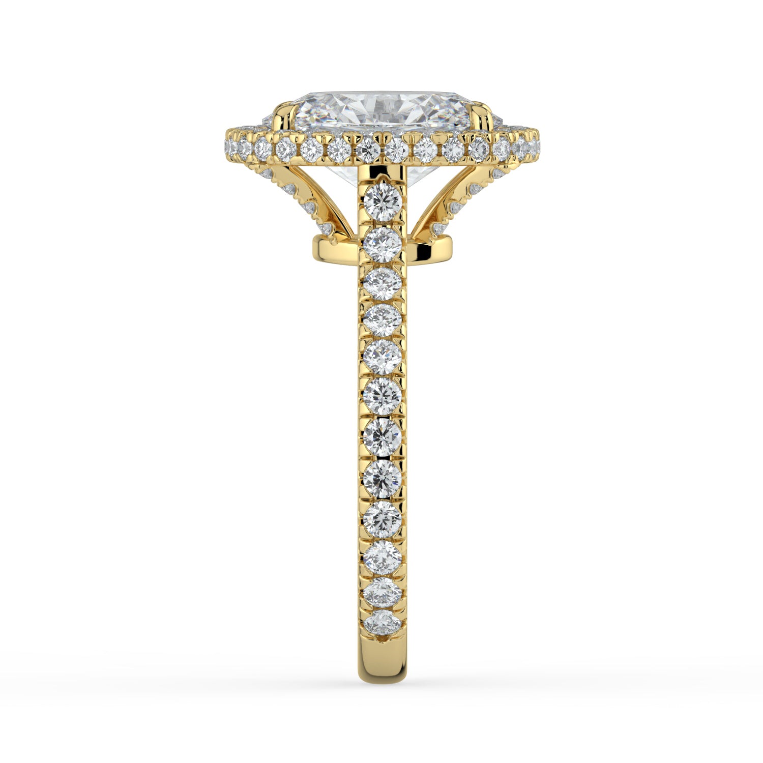 The Gemma Ring - Oval Orbital Halo Cathedral with Pavé Band