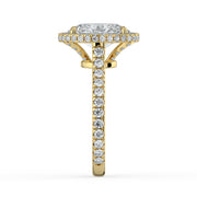 The Gemma Ring — Oval Orbital Halo Cathedral with Pavé Band Lab-Grown Diamond Engagement Ring in Yellow Gold | The Jewel Concierge