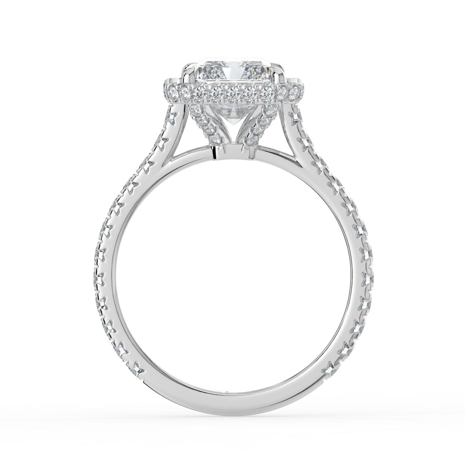 The Gemma Ring - Radiant Orbital Halo Cathedral with Pavé Band