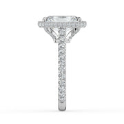 The Gemma Ring — Radiant Orbital Halo Cathedral with Pavé Band Lab-Grown Diamond Engagement Ring in White Gold | The Jewel Concierge