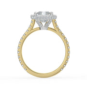 The Gemma Ring — Radiant Orbital Halo Cathedral with Pavé Band Lab-Grown Diamond Engagement Ring in Two-Tone Yellow and White Gold | The Jewel Concierge