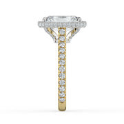 The Gemma Ring — Radiant Orbital Halo Cathedral with Pavé Band Lab-Grown Diamond Engagement Ring in Two-Tone Yellow and White Gold | The Jewel Concierge