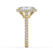 The Gemma Ring — Radiant Orbital Halo Cathedral with Pavé Band Lab-Grown Diamond Engagement Ring in Yellow Gold | The Jewel Concierge