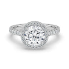 The Gemma Ring - Round Orbital Halo Cathedral with Pavé Band
