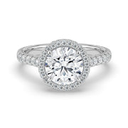 The Gemma Ring — Round Orbital Halo Cathedral with Pavé Band Lab-Grown Diamond Engagement Ring in White Gold | The Jewel Concierge