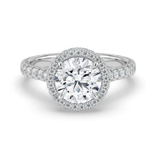 The Gemma Ring - Round Orbital Halo Cathedral with Pavé Band