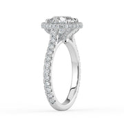 The Gemma Ring — Round Orbital Halo Cathedral with Pavé Band Lab-Grown Diamond Engagement Ring in White Gold | The Jewel Concierge