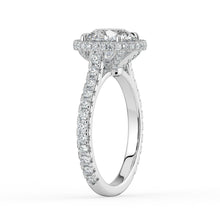 The Gemma Ring - Round Orbital Halo Cathedral with Pavé Band