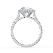 The Gemma Ring — Round Orbital Halo Cathedral with Pavé Band Lab-Grown Diamond Engagement Ring in White Gold | The Jewel Concierge