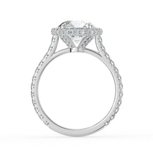 The Gemma Ring - Round Orbital Halo Cathedral with Pavé Band