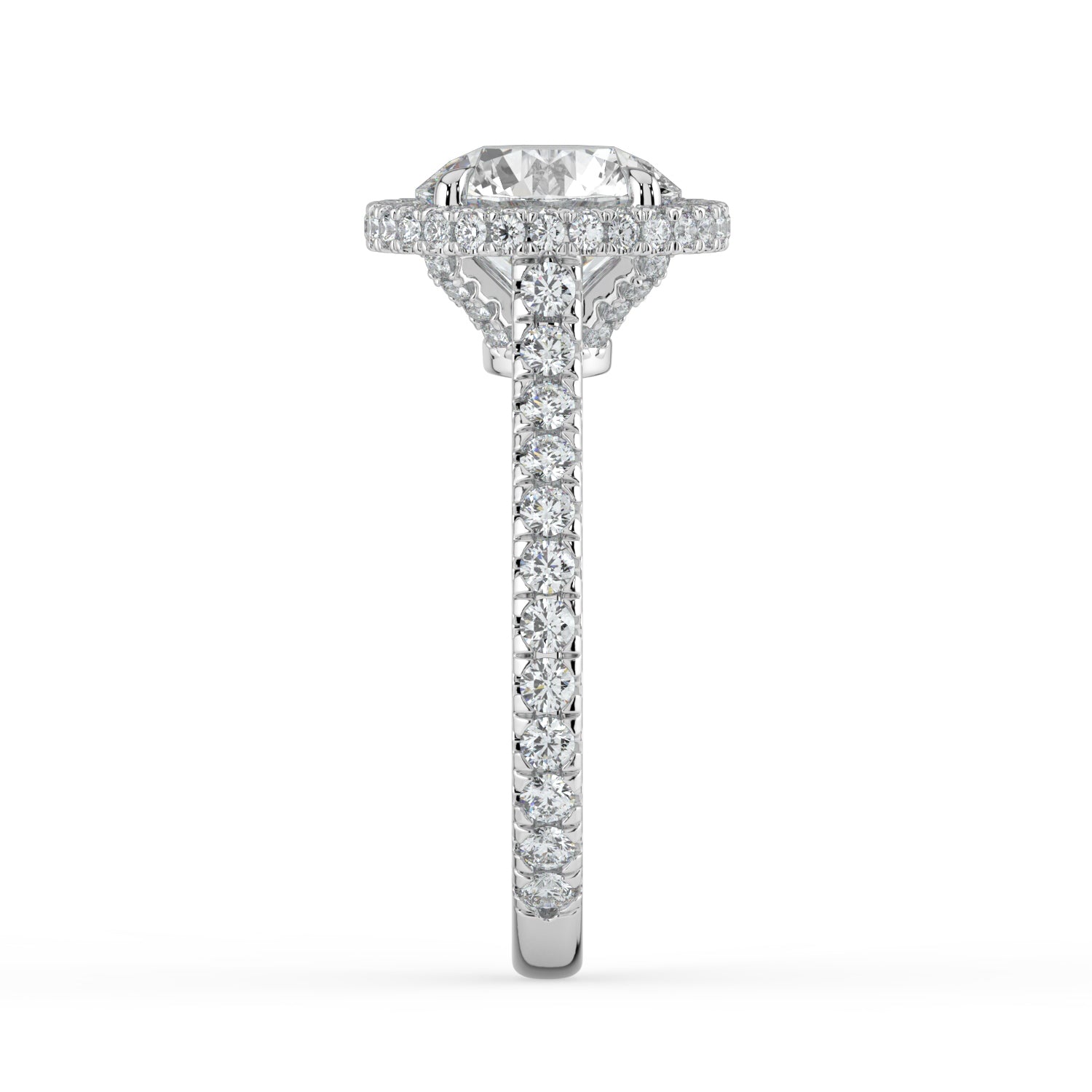 The Gemma Ring - Round Orbital Halo Cathedral with Pavé Band